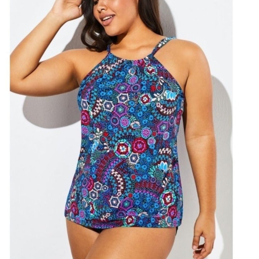 Handkerchief Tummy Control High Neck Tan